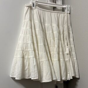 Free People Ivory Tiered A-Line Skirt